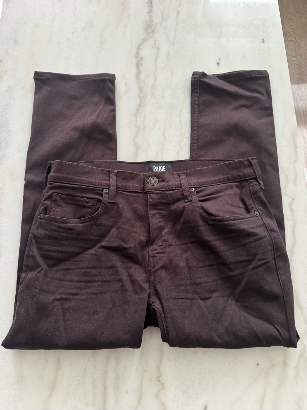 PAIGE Straight-Leg Jeans in Deep Chocolate Brown